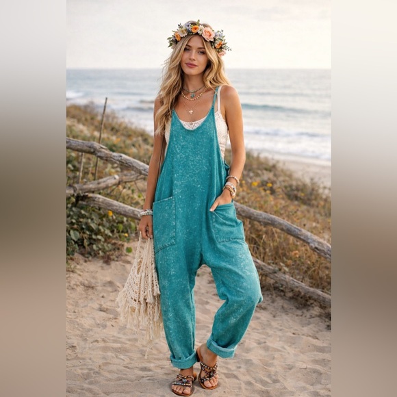 Pants - #58 🌸New! Acid Washed Cotton Jumper Harem Pants Jumper